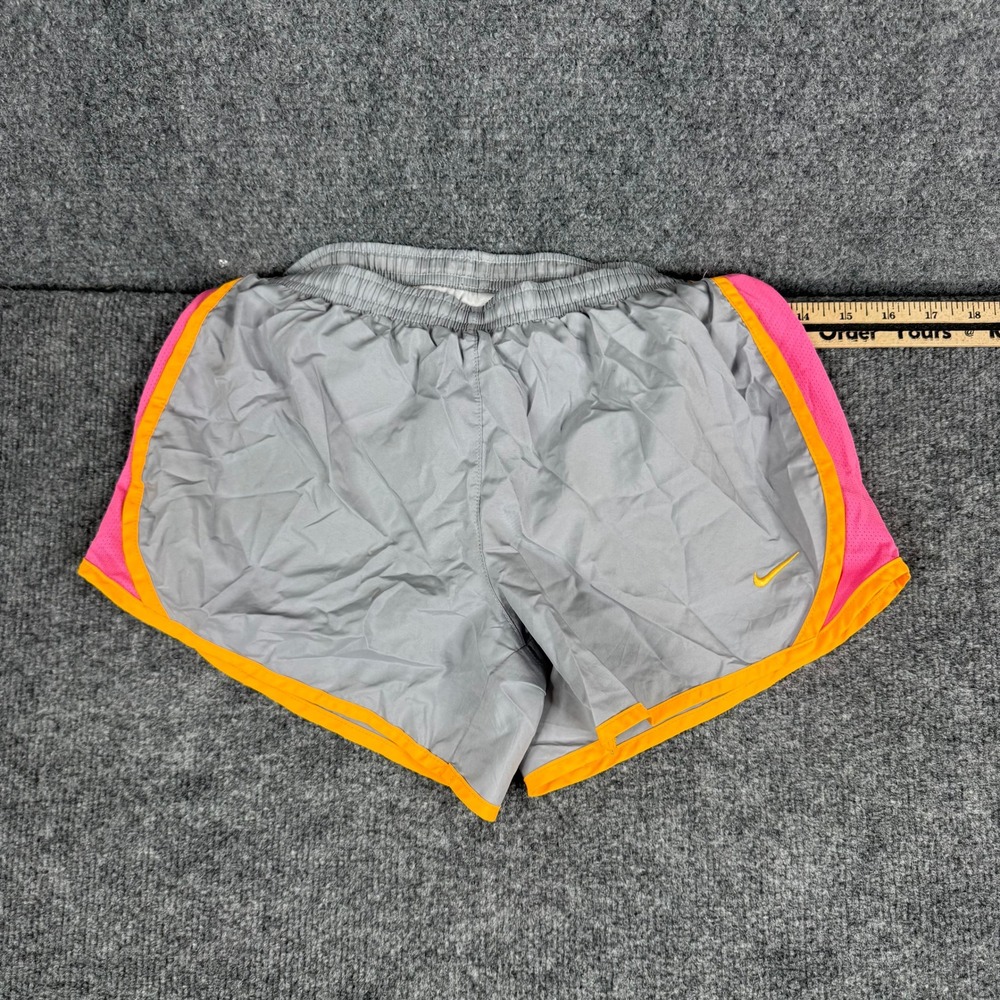 Nike Athletic Shorts Womens Size L Gray Pink Orange Dri-Fit Running Breathable